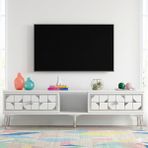Yumedi Design TSA1504BS - Rabbit Tv Stand , Tv Sehpası 150CM Beyaz-Silver - Beyaz - Gümüş