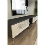 Yumedi Design TSA1508ATS - Dünya Tv Stand , Tv Sehpası 150CM Antrasit-Traverten-Silver - Antrasit - Silves