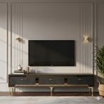 Yumedi Design TSA1802AG - Kerem Tv Stand , Tv Sehpası 180CM Antrasit-Gold - Antrasit - Altın