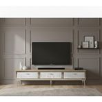 Yumedi Design TSA1802DBS - Kerem Tv Stand , Tv Sehpası 180CM Safirmeşe-Beyaz-Silver - Beyaz - Safir Meşe - Gümüş