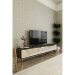 Yumedi Design TSA1805ATG - Dünya Tv Stand , Tv Sehpası 180CM Antrasit-Traverten-Gold - Antrasit - Gold