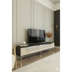 Yumedi Design TSA1805ATS - Dünya Tv Stand , Tv Sehpası 180CM Antrasit-Traverten-Silver - Antrasit - Traverten
