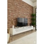 Yumedi Design TSA1805BS - Dünya Tv Stand , Tv Sehpası 180CM Beyaz-Silver - Beyaz - Gümüş