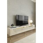 Yumedi Design TSA1805BTG - Dünya Tv Stand , Tv Sehpası 180CM Beyaz-Traverten-Gold - Beyaz - Gold