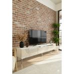 Yumedi Design TSA1805BTS - Dünya Tv Stand , Tv Sehpası 180CM Beyaz-Traverten-Silver - Beyaz - Traverten