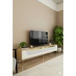 Yumedi Design TSA1805DBG - Dünya Tv Stand , Tv Sehpası 180CM Safirmeşe-Beyaz-Gold - Beyaz - Safir Meşe - Altın