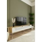 Yumedi Design TSA1805DBS - Dünya Tv Stand , Tv Sehpası 180CM Safirmeşe-Beyaz-Silver - Beyaz - Safir Meşe - Gümüş