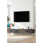 Yumedi Design TSA1806AG - Ethema Tv Stand , Tv Sehpası 180CM Antrasit-Gold - Antrasit - Altın