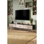 Yumedi Design TSA1897ATG - Elifa Tv Stand , Tv Sehpası 180CM Antrasit-Traverten-Gold - Antrasit - Traverten