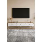 Yumedi Design TSA1897DBS - Elifa Tv Stand , Tv Sehpası 180CM Safirmeşe-Beyaz-Silver - Safir Meşe - Beyaz - Gümüş