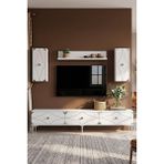 Yumedi Design TVR1897BS - Elifa Tv Ünitesi Takımı 180CM Beyaz-Silver - Beyaz - Gümüş
