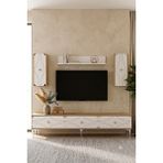 Yumedi Design TVR1897DBS - Elifa Tv Ünitesi Takımı 180CM Safirmeşe-Beyaz-Silver - Safir Meşe - Beyaz - Gümüş