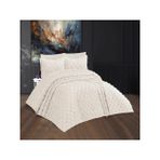 YUMOSH Safir Çift Kişilik Yatak Örtüsü, Jakarlı Şönil Kumaş, 250x260 cm, Yastık Kılıfı 60x80 cm, Krem (Krem Rengi)