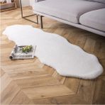 Yumuşacık Tüylü Yumuşak Dokulu Premium Kaliteli Çiftkafa Tavşan Post Shaggy Halı Beyaz - 150 x 230
