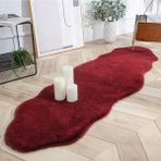 Yumuşacık Tüylü Yumuşak Dokulu Premium Kaliteli Çiftkafa Tavşan Post Shaggy Halı Kırmızı - 150 x 200