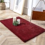 Yumuşacık Tüylü Yumuşak Dokulu Premium Kaliteli Düz Kesim Tavşan Post Shaggy Halı Kırmızı - 150 x 300