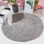 Yumuşak Dairesel Mikrofiber Banyo Halısı Gri 60 CM Çap Kabarık Shaggy Halı Banyo Yatak Odası Oturma Odası Kaymaz ve Emici