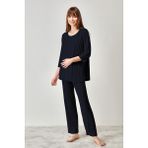 Yumuşak Dokulu Hamile Pijama Takımı - Lacivert
