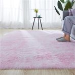 Yumuşak Düz Renk Büyük Uzun Tüylü Oturma Odası Halısı Yıkanabilir ve Kaymaz Yumuşak Yatak Odası Modern Shaggy Halı Pembe 160x230 cm