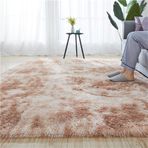 Yumuşak Düz Renk Uzun Tüylü Oturma Odası Halısı Yıkanabilir ve Kaymaz Yumuşak Yatak Odası Modern Tüylü Halı (Pembe 160x230 cm)