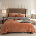 Yumuşak Flanel Nevresim Takımı 140x200 cm Tek Yetişkin Kışlık Yatak Kremi Beyaz Yeşil Meyve Tasarımı Sıcak Kadife Malzeme Fermuarlı Kapatma 1 Yastık Kılıfı İçerir 65x65 cm