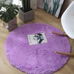 Yumuşak Kabarık Yıkanabilir Yuvarlak Halı Oturma Odası Çocuk Odası Yatak Odası için - Koridor için Yolluk ile Yüksek Havlı Peluş Modern Halı - Spor İç Mekan Halısı (160 cm Mor)