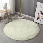 Yumuşak Kabarık Yuvarlak Alan Halı Oturma Odası için Uzun Tüylü Tüylü Halı Kaymaz Destekli Yemek Odası Yatak Odası Ev Dekoru için Mükemmel (Mavi 80 x 80 cm)