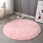 Yumuşak Kabarık Yuvarlak Halı Oturma Odası Halısı Kaymaz Shaggy Alan Halısı Ev Dekoru için (Mavi 80x80 cm)