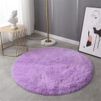 Yumuşak Kabarık Yuvarlak Halı Oturma Odası Yatak Odası için Kaymaz Shaggy Alan Halısı Ev Dekoru için (Mavi 80x80 cm)