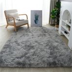 Yumuşak Kaymaz Yıkanabilir Shaggy Halı 120 x 230 cm Modern Yatak Odası ve Oturma Odası Halısı İç Mekan Ev Dekoru için Açık Gri
