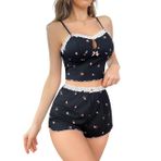 Yumuşak Kumaşlı Çiçekli Şortlu Dantelli Gecelik Takımı, Rahat Ve Şık Ev Giyim,kadın Pijama