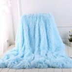 Yumuşak Peluş Battaniye, Kabarık Rahat Örtü, Ev Dekoru için Çift Taraflı Kadife Battaniye, TV ve İç Mekan Kullanımı için Ekstra Kalın Peluş Battaniye (Gök Mavisi, 130x160cm)