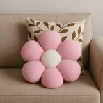 Yumuşak Peluş Çiçek Dekoratif Yastık, Pembe ve Beyaz, Daisy Tasarımı, Kanepe ve Yatak Odası için
