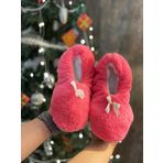 Yumuşak Peluş Fiyonklu Patik Kaymaz Taban Ev Babeti Ev Ayakkabısı Pembe 32-33