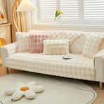 Yumuşak Peluş Kaymaz Kanepe Örtüsü Bej 70 × 70 cm Rahat Düz Renk Faux Kürk Kanepe Örtüsü Kalın Shaggy Doku Seksiyonel Kanepeler için