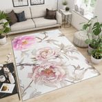 Yumuşak Pembe Şakayık Parça Halı 160x200 cm Çiçek Tasarım Düşük Tüylü Halı Yatak Odası Oturma Odası Koridor ve Balkon için Rahat Kırsal Manzara Ev Dekoru