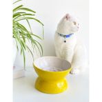 Yumuşak Seramik Kedi Mama Kabı, Şık ve Kullanışlı, Sarı Renk - Seçenek 1