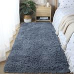 Yumuşak Shaggy Gri Halı Halı Oturma Odası Yatak için Kabarık kaymaz Yıkanabilir Modern Alan Kilim Çocuk Odası Koşucular Koridor Mutfak için 100x160 cm