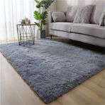 Yumuşak Shaggy Yüksek Tüylü Halı Oturma Odası Yatak Odası Çocuk Odası için - Modern Kaymaz Kabarık Gri Halı (40 x 60 cm)