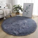 Yumuşak Shaggy Yuvarlak Halı Oturma Odası Yatak Odası için Kaymaz Modern Peluş Uzun Tüylü Yemek Odası Ofis Banyo Koridor Mutfak için 60 x 60 cm Bej