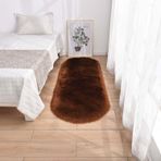Yumuşak Sıcak Kaymaz Oval Halı Oturma Odası için Kabarık Yıkanabilir Yatak Odası Halısı Modern Tasarım Kahverengi 60 x 180 cm - Rahat Ev Dekoru Temel