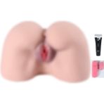 Yumuşak Silikon Anal ve Vajinal Girişli Büyük Kalça Mastürbatör+Jel&titreşim