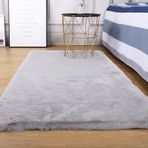 Yumuşak Tavşan Suni Kürk Parça Halı Çocuk Oyun Odası için Kalın Kabarık Yatak Örtüsü Oturma Odası ve Yatak Odası için Gri 60x160 cm