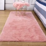 Yumuşak Tavşan Suni Kürk Parça Halı Çocuk Oyun Odası için Tüylü Kalın Kabarık Yatak Örtüsü Oturma Odası ve Yatak Odası Karpuz Pudra 60x200 cm (24x79 inç)