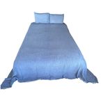 Yumuşak Türk Pamuğu Muslin Yatak Örtüsü, %100 Pamuk Muslin Battaniye, 4 Katlı Yatak Örtüsü, Ters Çevrilebilir Örtü, Kot Mavisi (King Boy 95x102 - (230x260cm))