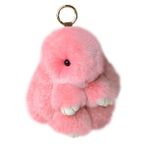 Yumuşak tüylü tavşan anahtarlık sevimli pelüş anahtarlık suni kürk anahtarlık ponpon anahtarlık dekorasyon, Pembe., 15cm