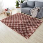 Yumuşak uzun tüylü halı, kaymaz modern halı, oturma odası, yatak odası, yemek odası ve koridor için, geometrik tasarım, kahverengi ve beyaz, 160 x 200 cm