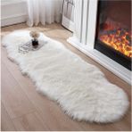 Yumuşak Uzun Tüylü Premium Kalite Yıkanabilir Çiftkafa Kuzu Post Shaggy Halı Beyaz - 120 x 150