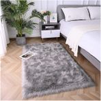 Yumuşak Uzun Tüylü Premium Kalite Yıkanabilir Düz Kesim Kuzu Post Shaggy Halı Gri - 150 x 250