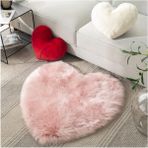 Yumuşak Uzun Tüylü Premium Kalite Yıkanabilir Kalp Şekilli Kuzu Post Shaggy Halı Pembe - 150 x 150